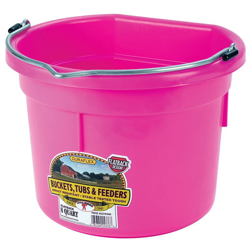 8 Quart Hot Pink Flat Back Plastic Bucket