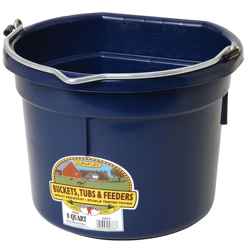 8 Quart Navy Flat Back Plastic Bucket