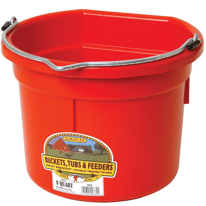8 Quart Red Flat Back Plastic Bucket