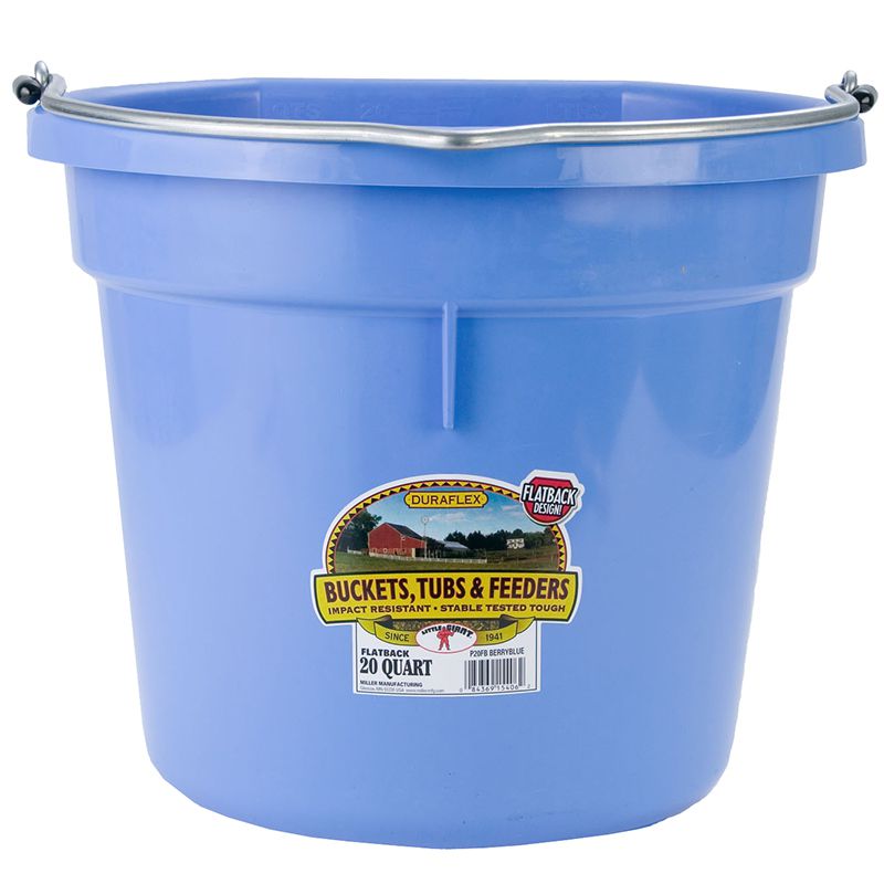 20 Quart Berry Blue Flat Back Plastic Bucket