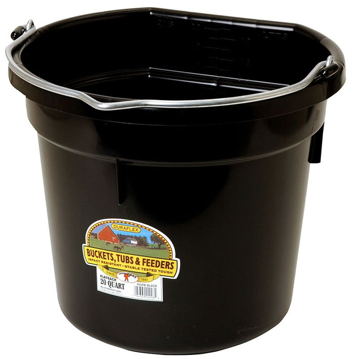 20 Quart Black Flat Back Plastic Bucket