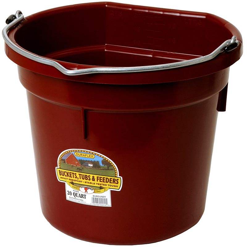 Little Giant 20 Quart Burgundy Flat Back Plastic Bucket
