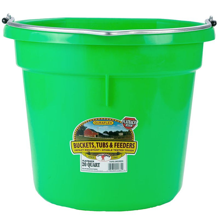20 Quart Lime Green Flat Back Plastic Bucket