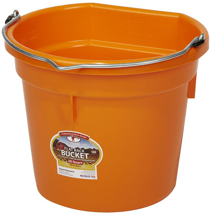 20 Quart Orange Flat Back Plastic Bucket