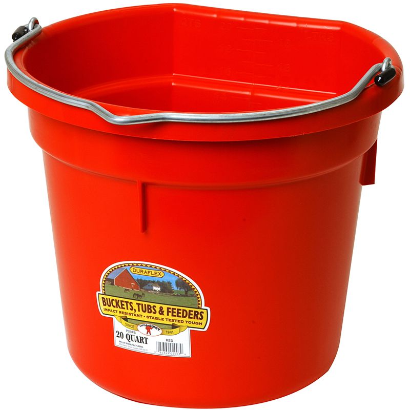 Little Giant 20 Quart Flat Back Plastic Bucket Red