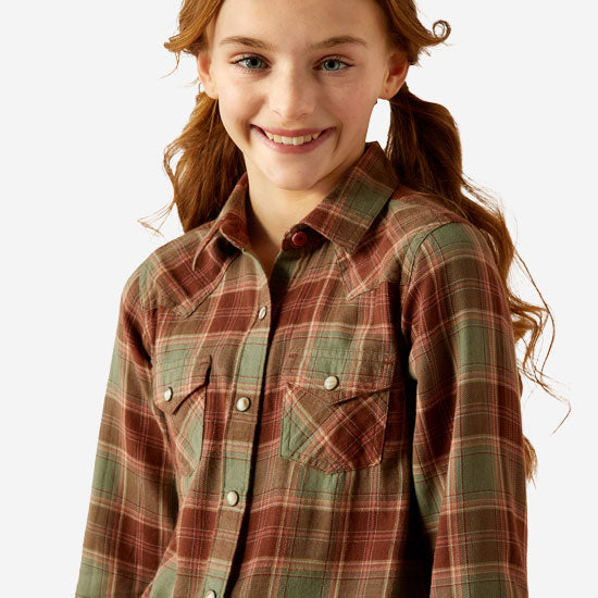 Ariat Girls' Ava Oakwood Plaid Top