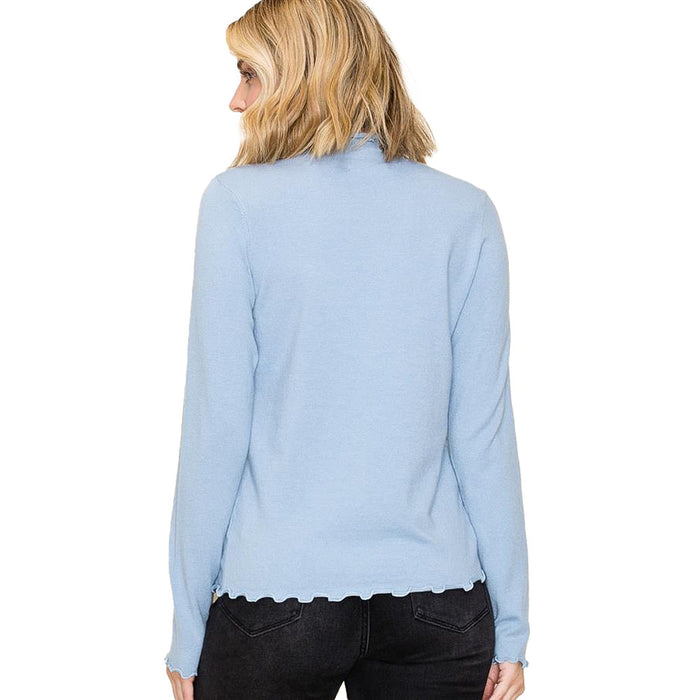 Staccato Women's Light Blue Lettuce Edge Sweater