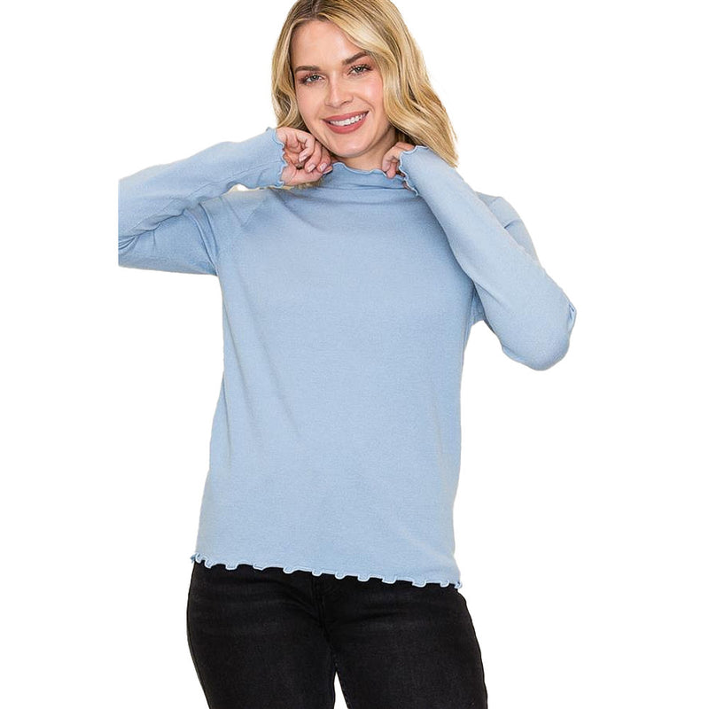 Staccato Women's Light Blue Lettuce Edge Sweater