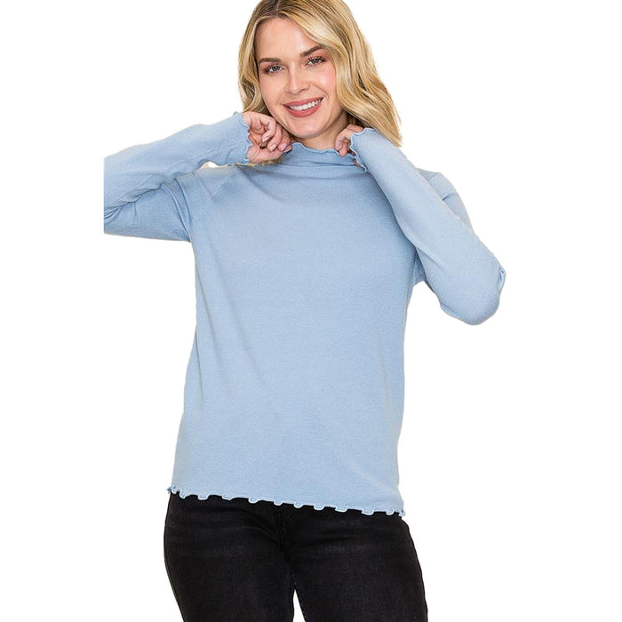 Staccato Women's Light Blue Lettuce Edge Sweater