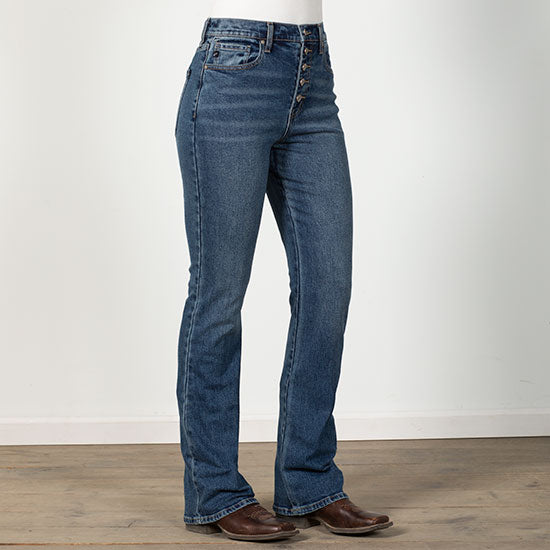 Kancan Katie High-Rise Button Up Bootcut Jean
