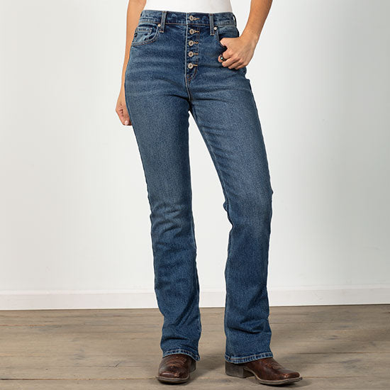 Kancan Katie High-Rise Button Up Bootcut Jean