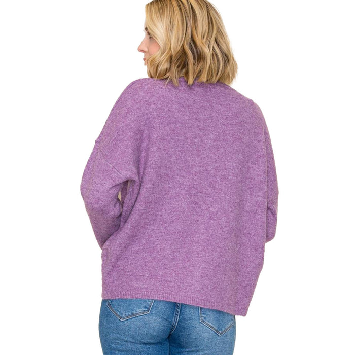 Staccato Women's Purple Crew Neck Cardigan