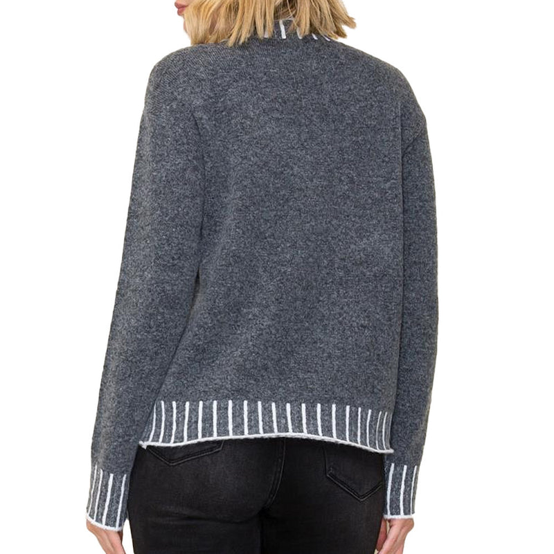 Staccato Women's Charcoal Blanket Stitch Pull Over