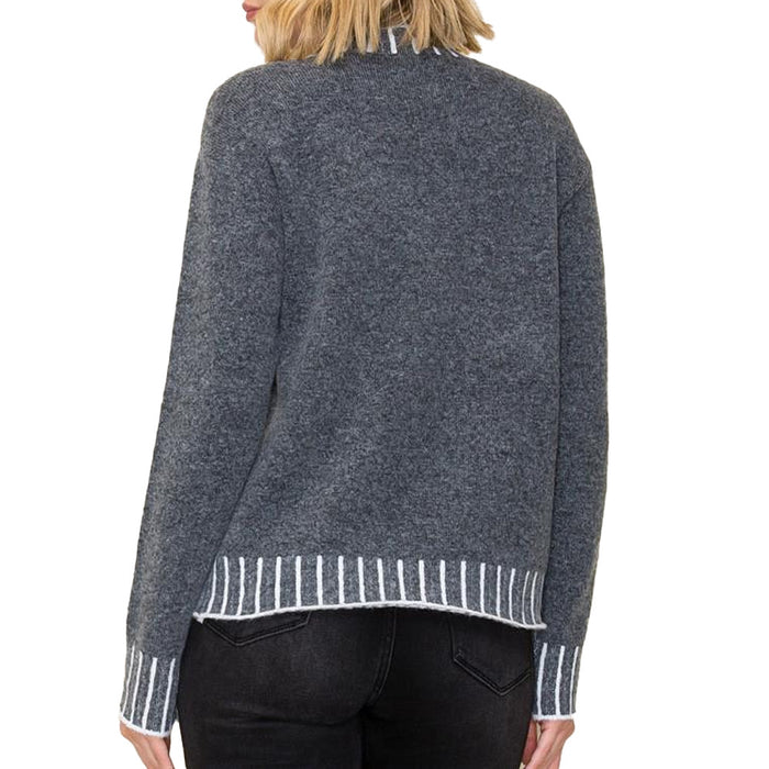 Staccato Women's Charcoal Blanket Stitch Pull Over