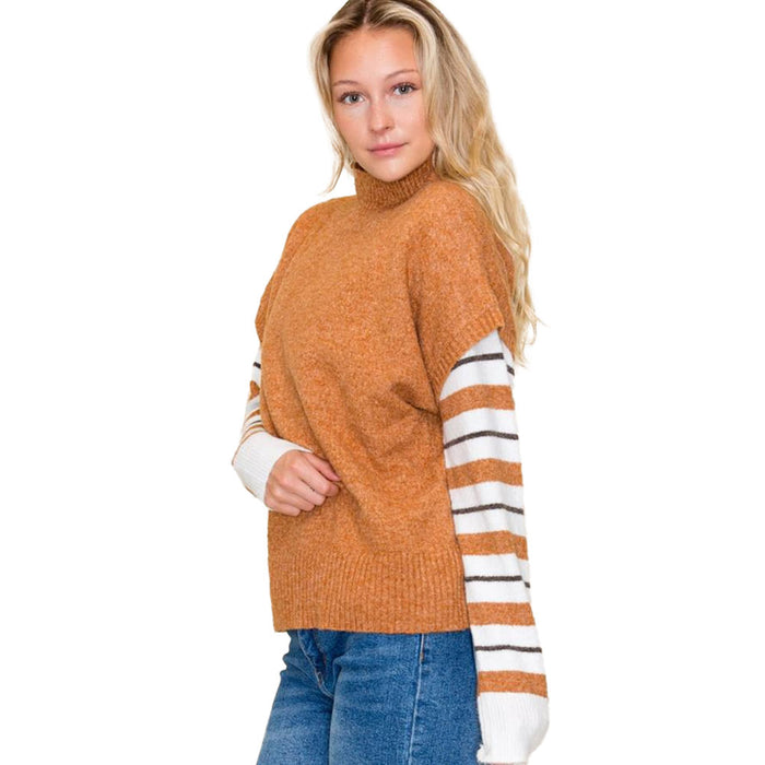 Staccato Women's Camel Extended Sleeve Sweater Vest