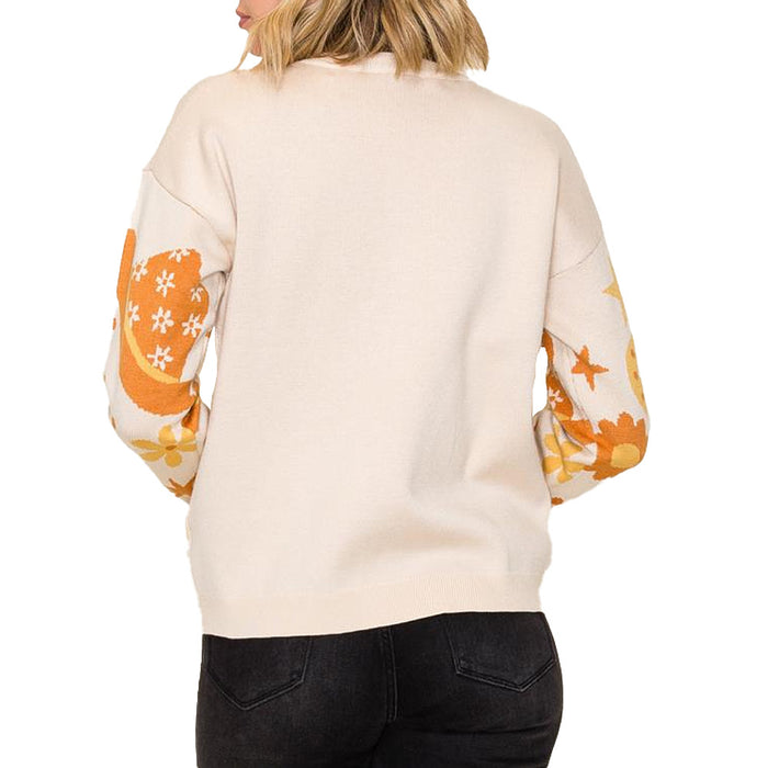 Staccato Women's Oatmeal Cowgirl Jacquard Pullover Sweater