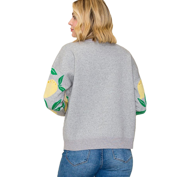 Staccato Women's Lemon Jacquard Grey Sweater
