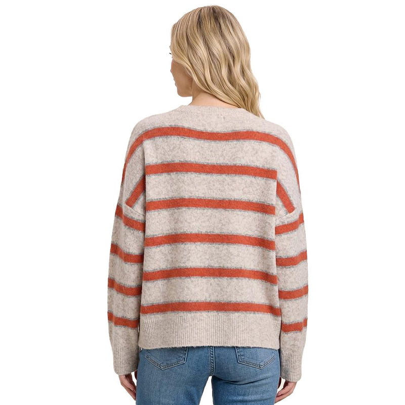 Staccato Women's Oatmeal & Orange Pintucked Seam Sweater
