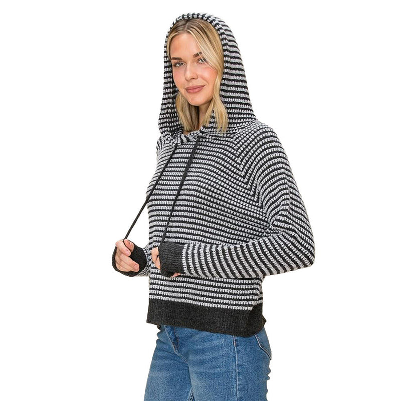 Staccato Women's Charcoal Two Tone Waffle Hoodie