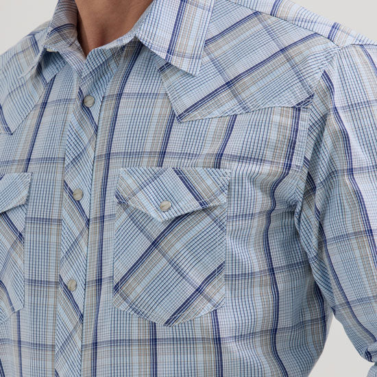 Wrangler 20X Sky Blue Plaid Shirt
