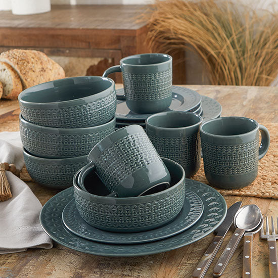 Pendleton Woolen Mills Inc. Debossed Woven Balsam Ceramic Mug Set of 4