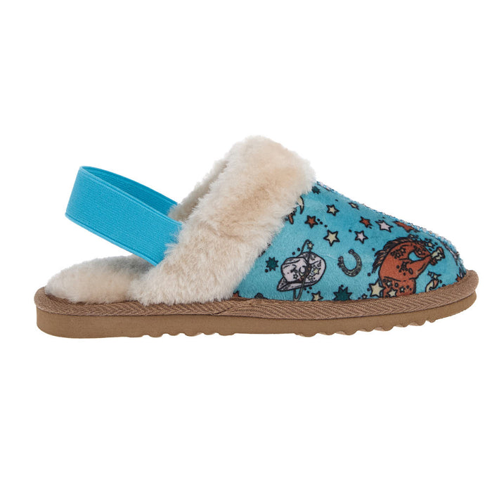 Blazin` Roxx Kid`s Kara Turquoise Western Print Slipper