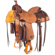 Heavy Oil 1/4 Breed Basket Stamped Ranch Cutter Saddle