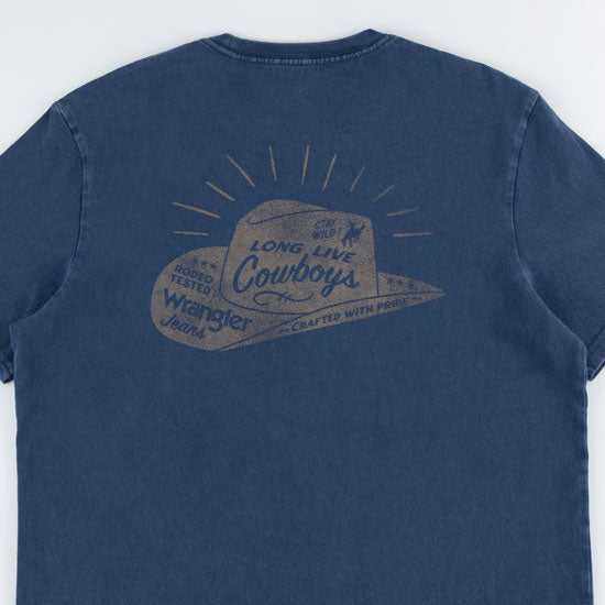 Wrangler Mens Dark Denim Graphic Logo Pocket Tee