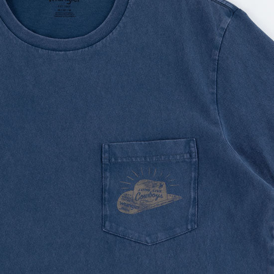 Wrangler Mens Dark Denim Graphic Logo Pocket Tee