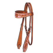 NRS Tooled Browband Headstall w/ Painted Rose Background