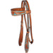 Tooled Browband Headstall w/ Painted Turquoise Background