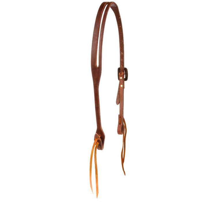 Cowperson Tack 5/8inch Slot Ear Headstall w/ Square Antique Dotted Buckle