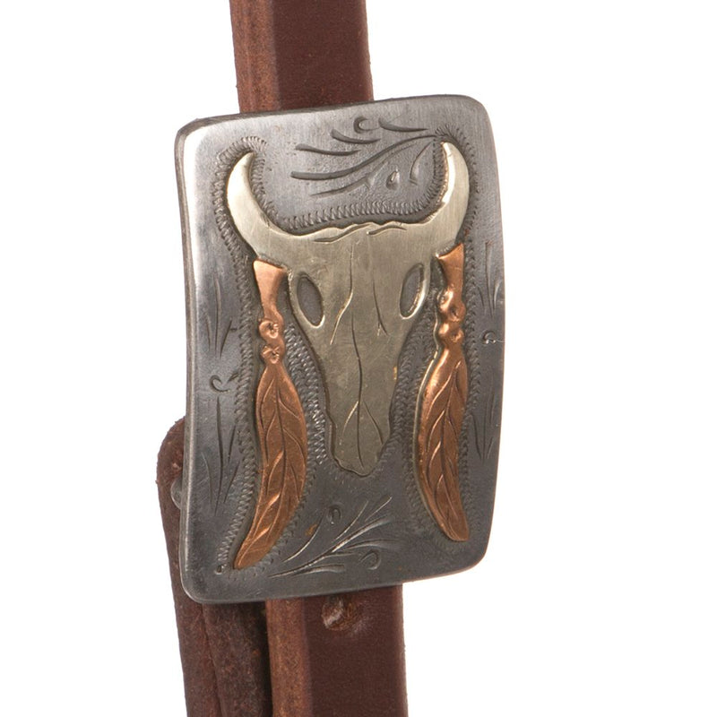 Cowperson Tack 5/8 inch Harness Slit Ear Headstall With Sqaure Native Concho