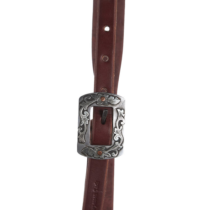 Cowperson Tack 5/8in Oiled Slot Ear Headstall with Floral Cart Buckle