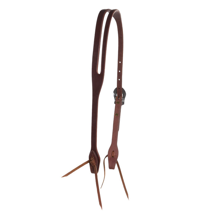 Cowperson Tack 5/8in Oiled Slot Ear Headstall with Rounded Floral Cart Buckle