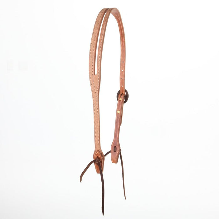 Cowperson Tack Natural Roughout 5/8in.Slot Ear Headstall with Engraved Silver Bar Cart Buckle