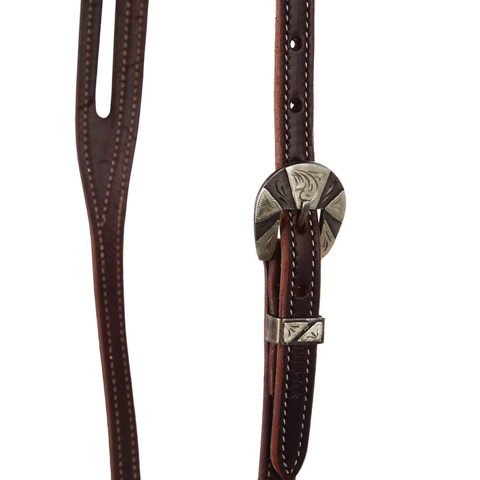 Cowperson Tack Dark Leather Slot Ear Headstall with B286 Buckle