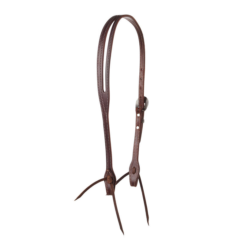 Cowperson Tack Dark Leather Slot Ear Headstall with B286 Buckle