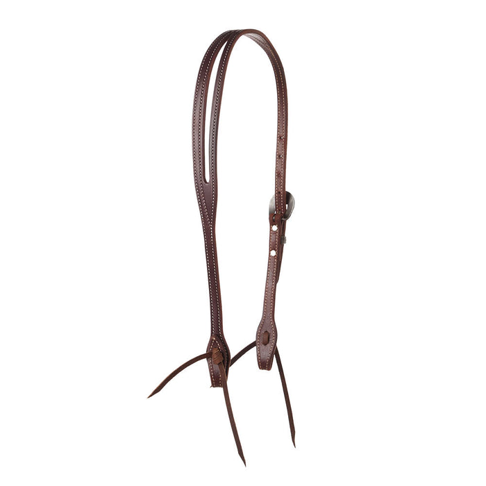 Cowperson Tack Dark Leather Slot Ear Headstall with B286 Buckle