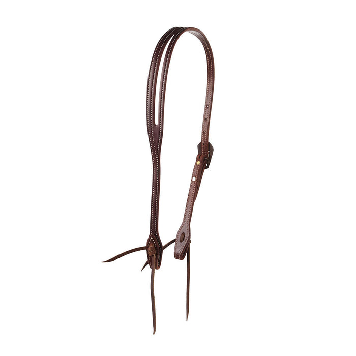 Cowperson Tack Dark Leather Slot Ear Headstall with CB16 Buckle