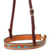 Floral Tooled Noseband with Handpainted Turquosie Background