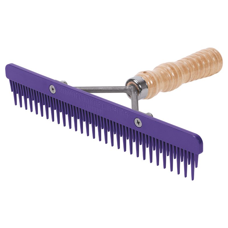 Leather Purple Plastic Fluffer Comb with Wood Handle
