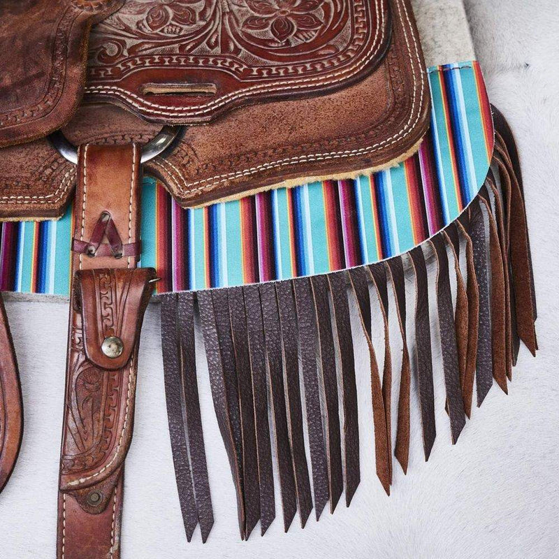 5 Star Equine Products Supplies Inc. 5 The Barrel Racer 7/8 Natural Felt Saddle Pad with Serape and Fringe