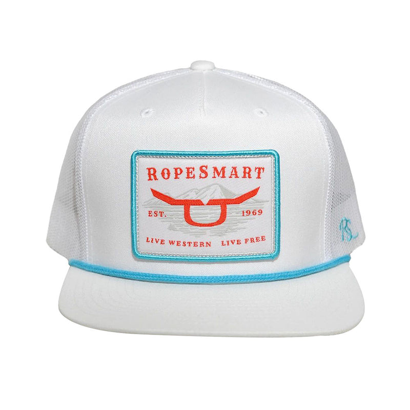 Ropesmart Teal Death Valley Patch White Trucker Cap