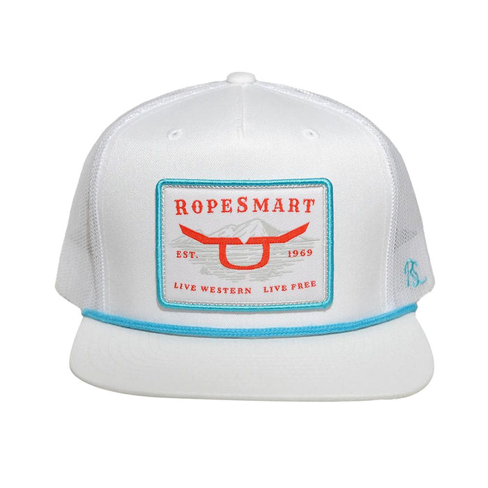 Ropesmart Teal Death Valley Patch White Trucker Cap