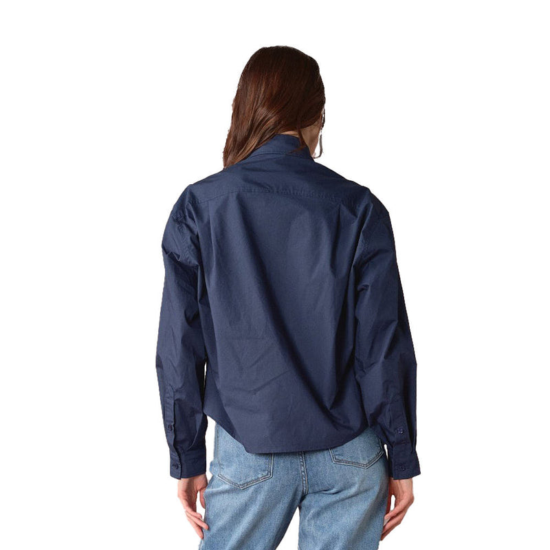 Blue B Women's Navy Beaded Western Crop Shirt