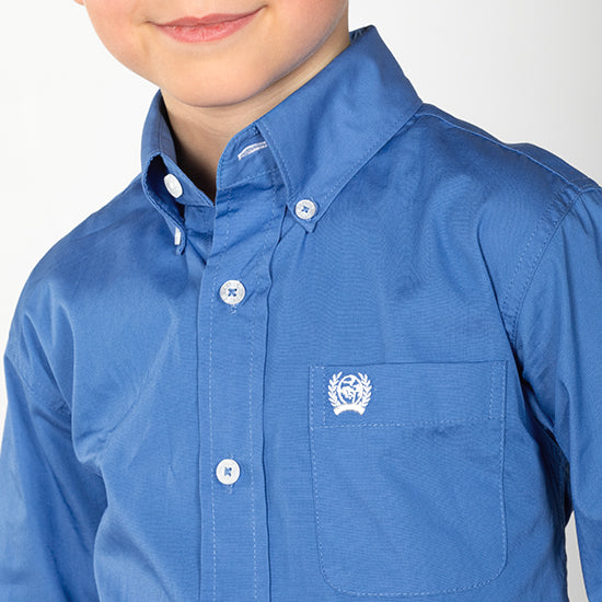 Cinch Boy's Blue Twill Button Down Shirt