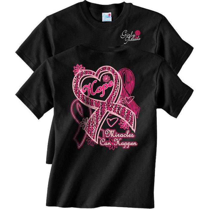 Girly Threads Women's Miracles Happen Black Tee