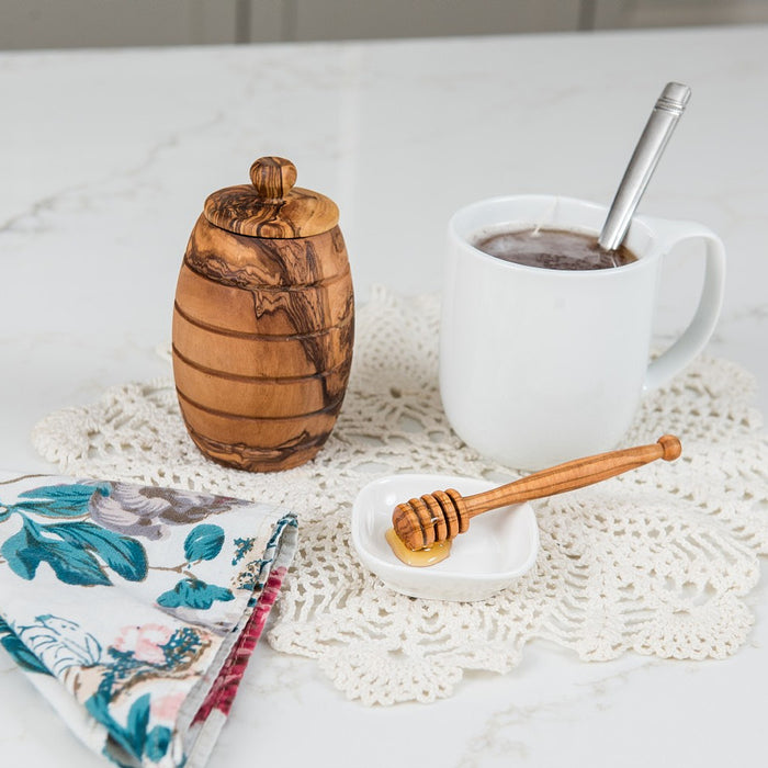 Lipper Martin And Associates Olive Wood Honey Pot with Spoon