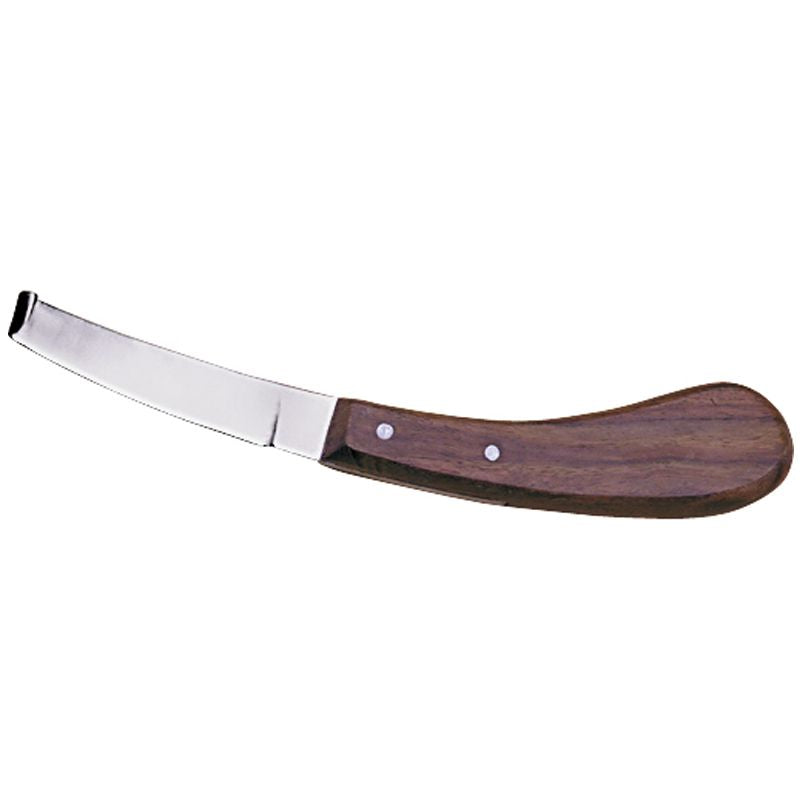 Left-Handed Hoof Knife with Wooden Handle